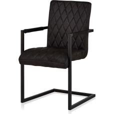KHG Dining Room Chair with Armrests Cover Made of Microfibre Black | Cantilever Chair in Suede Look up to 110 kg - Kitchen Chair, Swing Chair, Upholstered Chair with Foam Filling and Wave Suspension
