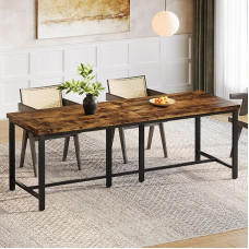 Tribesigns 200 cm Long Dining Table for 6-8 People, Large Industrial Rectangular Wooden Kitchen Table, Rustic Dining Table with Robust Metal Legs (Rustic Brown)