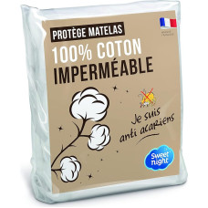 SWEETNIGHT Mattress Protector 90 x 190 cm, 100% Cotton Fleece, Waterproof and Anti-Dust Mite Mattress Topper, Quiet and Breathable, Cotton, White
