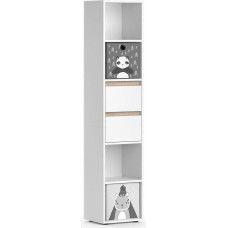 Vicco Robert Children's Shelf, White with Folding Boxes, Grey, 36 x 171 x 30 cm, Made of Chipboard, Bookcase, Perfect for Children's Room, Cleverly Designed for Every Inch of Room