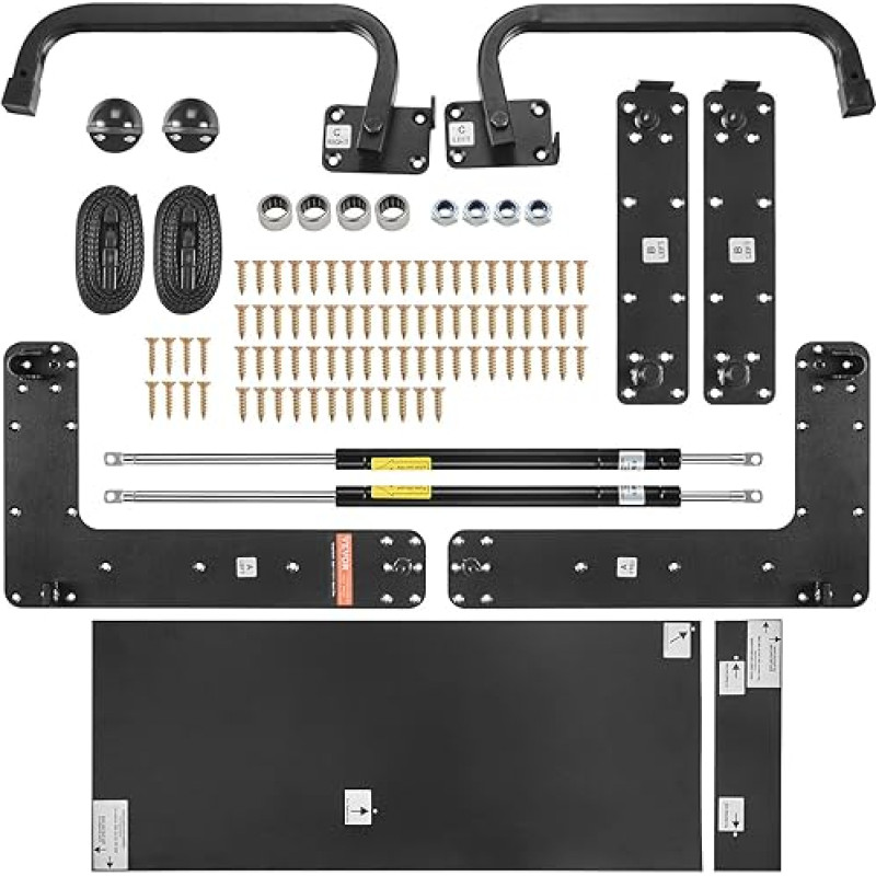 VEVOR Cabinet Bed Springs Mechanism 1135 x 2215 x 1170 mm, Murphy Bed Kit, DIY Kit Mechanical Hardware for Wall Beds, Pneumatic Lever Heavy Duty Bed Support, Folding Cabinet Wall Bed