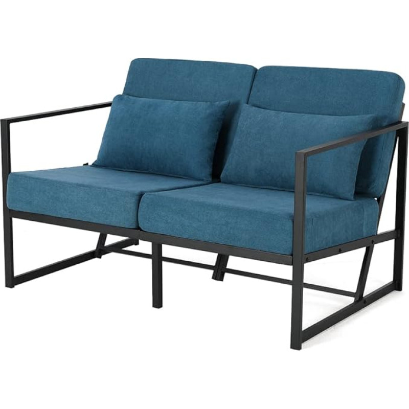 Mingone Padded Armchair Single Sofa Multi-Seat Sofa Metal Frame Linen Soft Seat Elegant Retro Chair for Living Room Reception Café