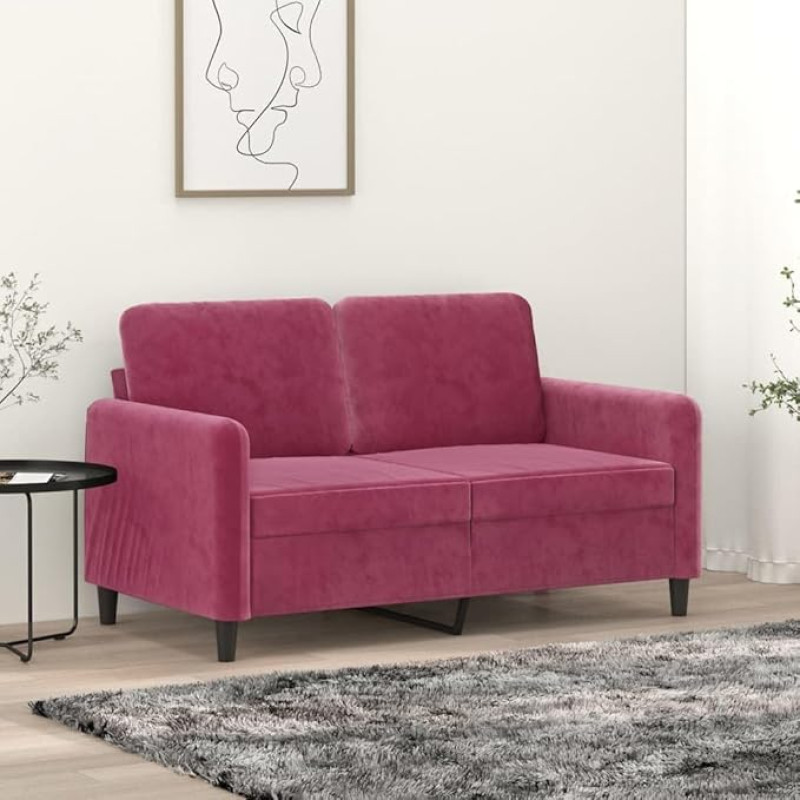 LAPOOH 359436 2-Seater Sofa Wine Red 120 cm Velvet Lounge Sofa, Sofas & Couches, Relax Sofa, Couch for Living Room
