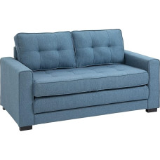 HOMCOM Sofa Bed Folding Sofa 2-Seater Fabric Sofa Bed Sofa with Sleep Function Sofa Set Linen Touch Rubber Wood Blue 147.5 x 75 x 85 cm