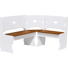 k koma Corner Bench Solid Pine White and Oak Colour (100 x 140 cm)