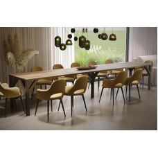 Endo-Moebel Dunaj XXL Expandable Dining Table, 130 cm - 405 cm, Kitchen Table, Synchronous Extension Panels (Monastery Oak)