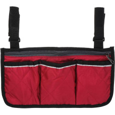 PATIKIL Chair Armrest Organiser Polyester 4 Pockets Hanging Magazine Holder with Straps for Outdoor Beach Camping Red