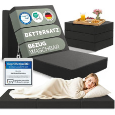 Blumtal Folding Mattress 90 x 200 cm - 3-Piece Guest Mattress Foldable Extra Thick (14 cm) - Back-Friendly Folding Mattress 90 x 200 cm Foam - Sleeping Mattress + Cover in Anthracite Skin-Friendly