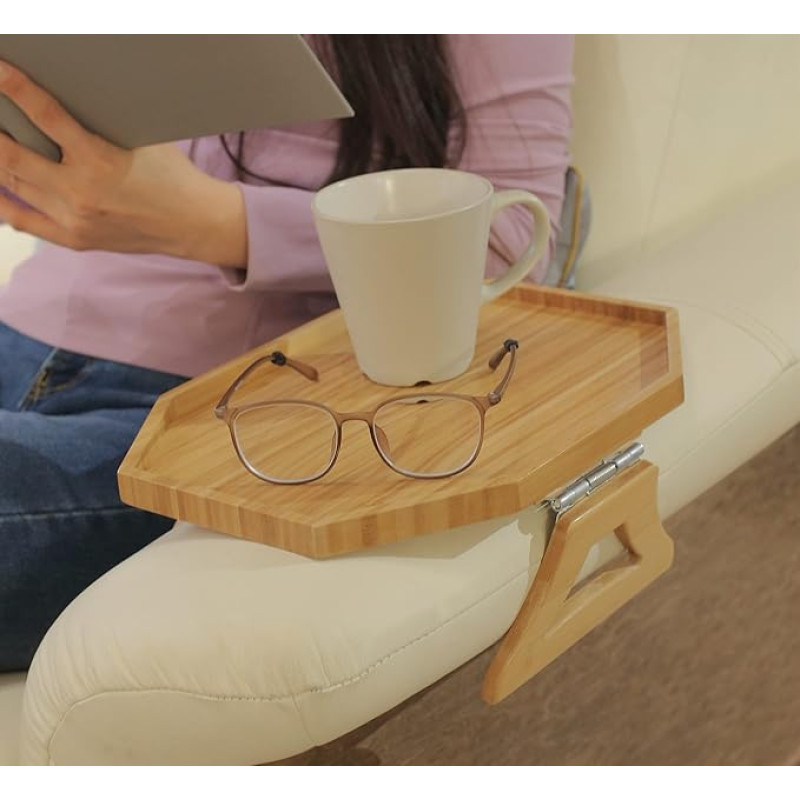 Bambus-Sofa-Armlehne zum Anklippen, Armlehnen-Organizer-Tablett für Kaffee/Snacks/Elektronik (Bambus)