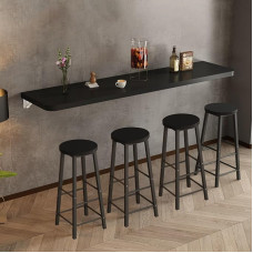 Klapptisch zur Wandmontage, 140 cm lang, schwebender Wandschreibtisch für kleine Räume, kompakter zusammenklappbarer Esstisch, platzsparende Lösung für Restaurants und Heimbüros