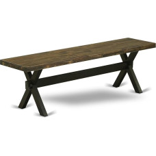 East West Furniture XB676 Beautiful Distressed Espresso Finish and Great 4 Legs in Wire, Brushed Black Finish, Hardwood Bench for Dining Room Table and Shape