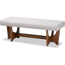 Baxton Studio Bench, One Size, Greyish Beige/Walnut