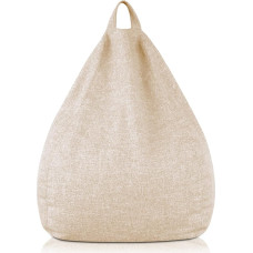Deshome - Bean Bag Chair 65 x 65 x 70 cm with Removable Filling for Indoor and Outdoor Use: Fabric Pouf, Water-Repellent, Handmade, Made in Italy - Light Pouf Beige