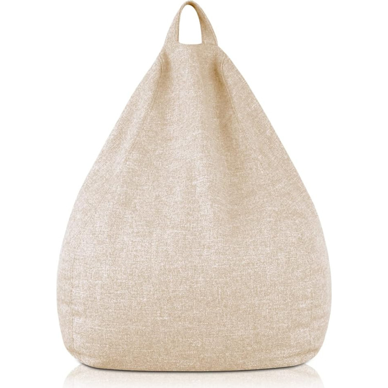 Deshome - Bean Bag Chair 65 x 65 x 70 cm with Removable Filling for Indoor and Outdoor Use: Fabric Pouf, Water-Repellent, Handmade, Made in Italy - Light Pouf Beige