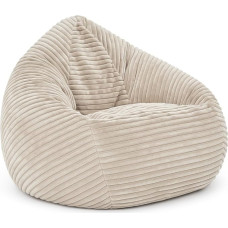 PATCH HOME Cordino Drop Wide Cord Bean Bag - Floor Bean Bag with EPS Filling - Comfortable Lounge Chair for Adults & Children - 3 Sizes - Stylish Cord Bean Bag with Zip (Cream, XXL)