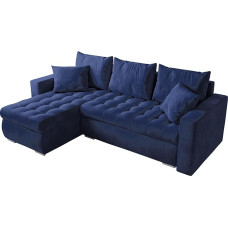 BROMARKT LUIS Sofa with Sleep Function, Corner Sofa, L-Shape Sofa Bed, Couch Bed Box, Living Room Furniture, 3-Seater Bed with Cover Holder, 238 x 150 x 72 cm, Blue