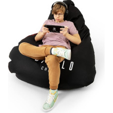 Diablo Gaming Bean Bag, XXL Seat Cushion with Filling, Gaming Armchair, Children's Bean Bag for Children's Room, Living Room, EPS Beads, Polyester, 110 cm x 100 cm (Black)