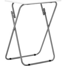 Premier Housewares Folding Table with Silver Frame, 48 x 38 x 66 cm - White