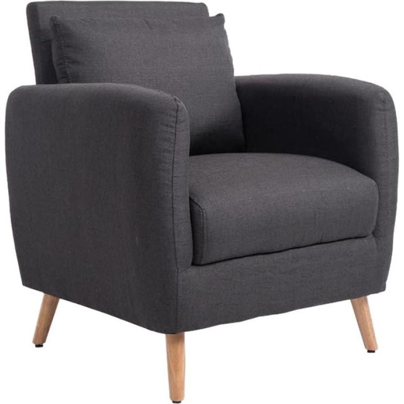 CLP Tilgard Upholstered Armchair with Armrests and Fabric Cover - Heavy Duty Lounge Chair with Wooden Legs