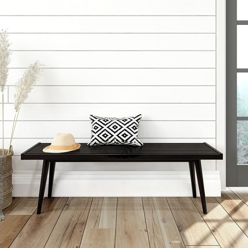 Plank+Beam Mid-Century Modern Wooden Bench - Black