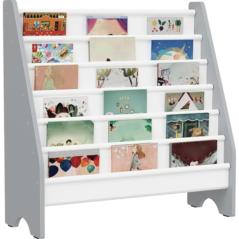 CHOEZON DMCW07WG 6-Tier Children's Bookshelf, Toy Storage Shelf, Children's Toy Shelf, for Children 3-8 Years Old, for Children's Room, Playroom, Grey and White