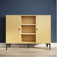 SONNI Sideboard, Kitchen Cabinet, Storage Cabinet with 2 Doors, 3 Open Shelves, Farmhouse Coffee Bar Cabinet, Multi-Purpose Cabinet for Living Room, Kitchen, Bedroom, Dining Room, 120 x 35 x 93 cm,