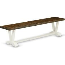 East West Furniture VB077 Moderne Esszimmerbank im V-Stil mit Holzsitz, 183 x 38 x 45 cm