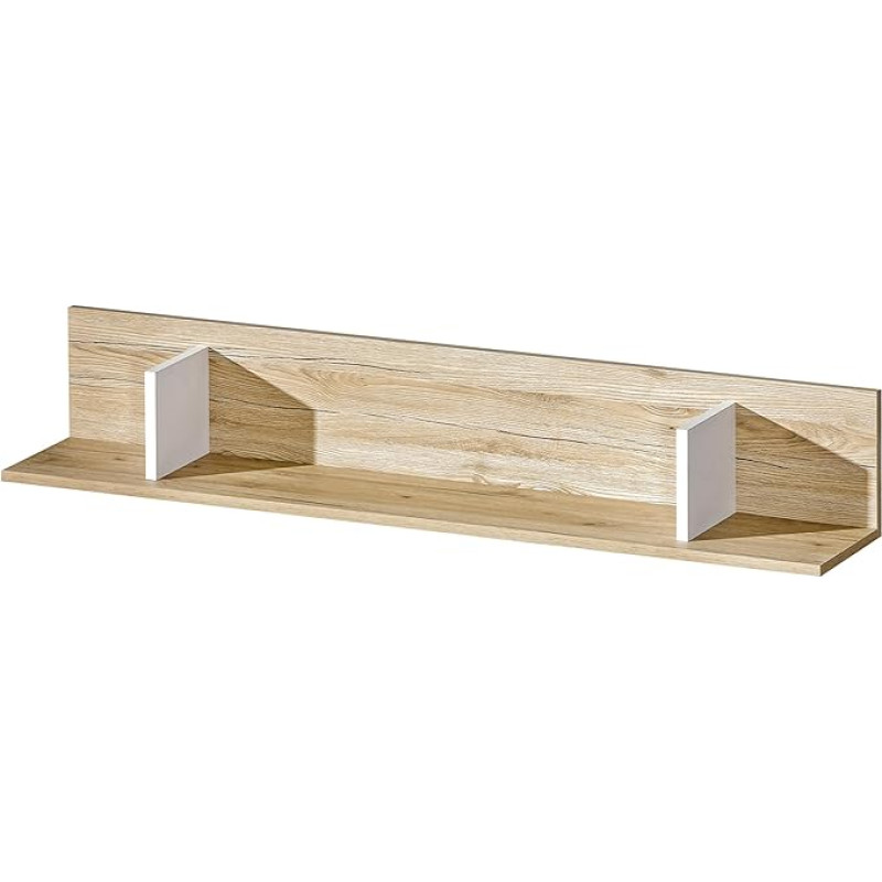 NIMES 13 Wall Shelf, 120 x 20 x 20 cm, Modern Design Wall Cabinet, Hanging Display Cabinet with Recesses, Wall Shelf Made of Laminated Chipboard, Ideal for the Living Room and Children's Room, Light