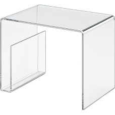 HOWE-Deko High Quality Acrylic Glass Side Table with Newspaper Compartment, Clear, 48 x 32 cm, H 38 cm, Acrylic Glass Thickness 8 mm