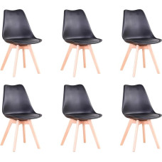 DEYARNA HOME Set of 6 Modern Dining Room Chairs, Scandinavian Chairs with Solid Beech Wood Legs, Padded Chairs for Kitchen, Dining Room & Living Room (Black)