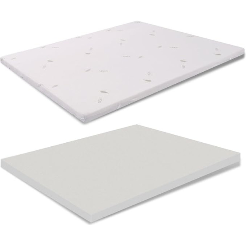 AILIME SRL Memory Foam Mattress Overlay, Memory Foam, with Aloe Vera Lining, White, 160 x 190 cm