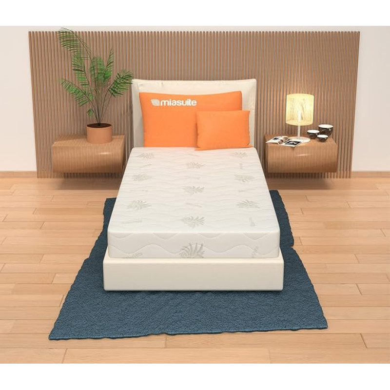 miasuite i sogni italiani Removable Memory Foam Mattress, 80 x 200 cm, Height 25 cm, Aloe Vera Cover, Premium