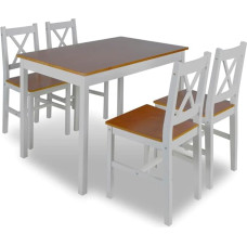 vidaXL 1 Wooden Table with 4 Wooden Chairs Home Dining Room Furniture Set Brown