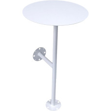 Runder Bartisch zur Wandmontage – Moderner schwebender Getränketisch mit L-förmigem Eisensockel und Metallbeinen, Kleiner Wandschreibtisch (60 x 35 cm) für Zuhause und Büro