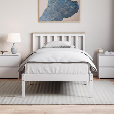 Vida Designs Milan 3ft Single Bed Frame Solid Pine Headboard Low Foot End Bedroom Furniture White & Pine