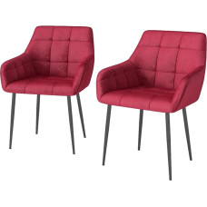 Eccellensedie Dining Room Chairs Set of 2 Modern Kitchen Chairs - Comfortable Living Room Chair Upholstered Chair Seat Velvet with Armrests & Metal Feet (2, Red)