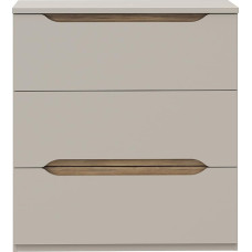 Forte EDWAL Sideboard 85, modernes Sideboard mit abgerundeten Griffmulden, 3 Schubladen, Holzwerkstoff, Kaschmir | Beige Holzdekor, 85,1 cm breit x 92,3 cm hoch x 41,5 cm tief