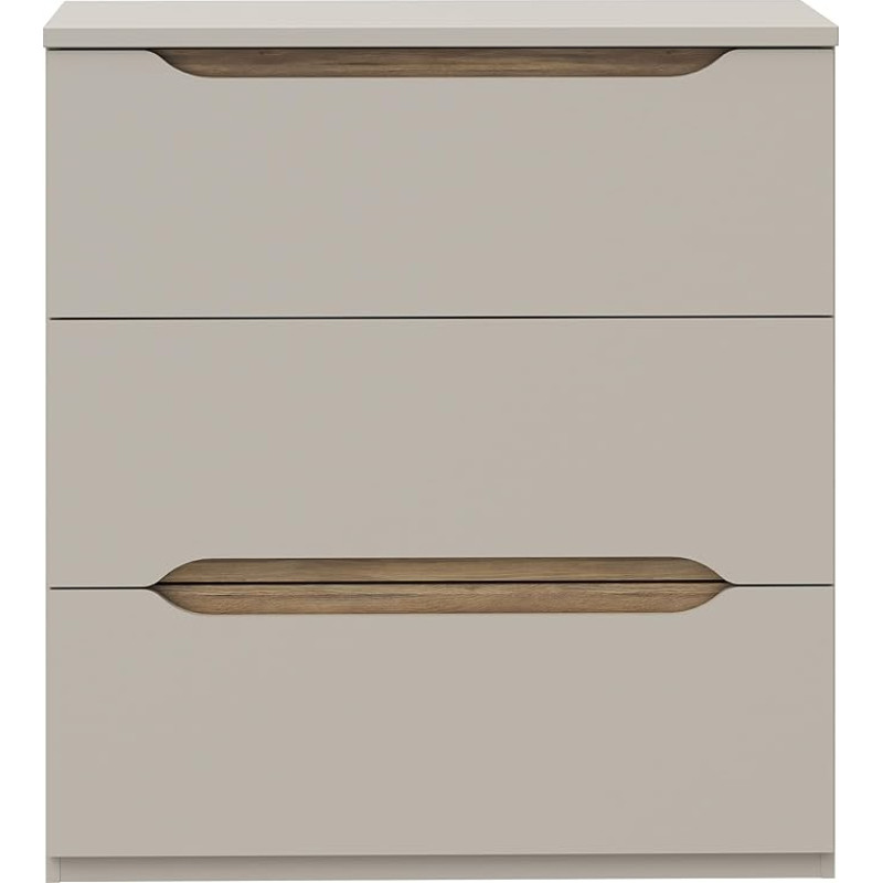 Forte EDWAL Sideboard 85, modernes Sideboard mit abgerundeten Griffmulden, 3 Schubladen, Holzwerkstoff, Kaschmir | Beige Holzdekor, 85,1 cm breit x 92,3 cm hoch x 41,5 cm tief