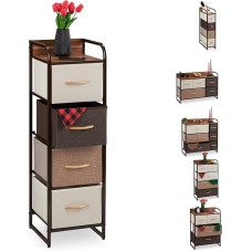 Relaxdays Fabric Drawer Cabinet with Steel Frame, 4 - 7 Drawers, Shelf & Folding Baskets, Various Designs, Brown