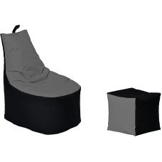 Momiralland Classic Bean Bag XL - XXL with Stool, Seat Cushion, Floor Cushion, Armchair, Suitable for Indoor and Outdoor Use, Gaming Bean Bag for Adults and Children (Black - Anthracite, XL - Diameter