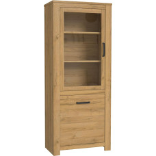 Newroom Omar.Eight Modern Antique Oak Display Cabinet 77 x 185.3 x 42.2 cm (W x H x D) Glass Cabinet Standing Display Cabinet Glass Cabinet Living Room