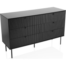 hjh LIVING Karby S Sideboard with 6 Drawers, 120 x 40 x 75 cm, Industrial Style Drawer Chest of Drawers, Lots of Storage Space, Black