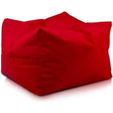 Ecopuf Cubo - Stool Bean Bag Stool Outdoor Waterproof Polyester Cube Footstool High Quality and Easy Care Double Removable Lining with Handle Size 60 x 45 cm Faber Red M5
