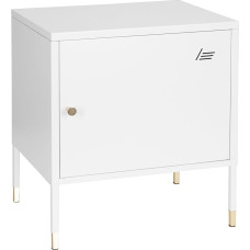 hjh OFFICE UMEO 743025 Metal Cabinet Small White / Gold Metal Side Cabinet in Industrial Design 50 x 45 x 35 cm