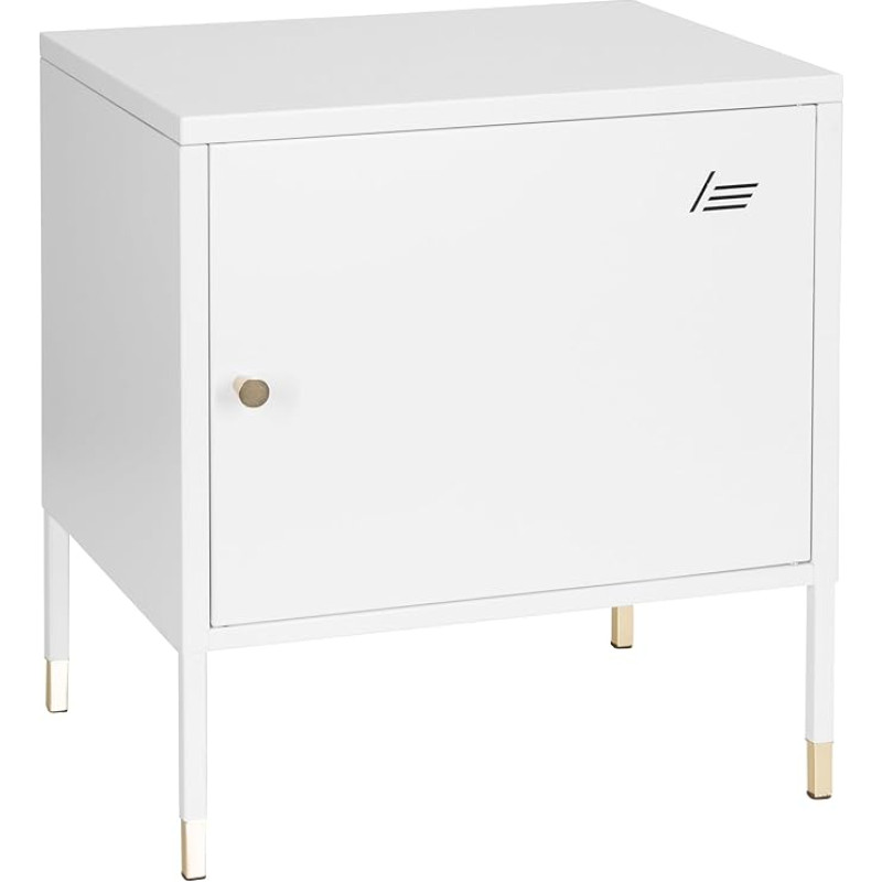 hjh OFFICE UMEO 743025 Metal Cabinet Small White / Gold Metal Side Cabinet in Industrial Design 50 x 45 x 35 cm