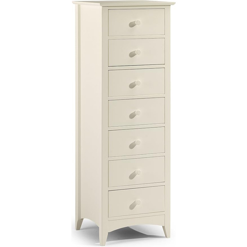 Julian Bowen Cameo Narrow Chest of Drawers with 7 Drawers in Stone White is an elegant and practical storage solution