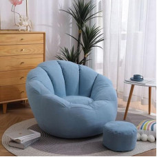 LDIW Bean Bag Cover without Filling, Removable Cover, Made of Premium Linen, for Organising Plush Toys or Memory Foam Filler, Sky Blue, 90 cm x 75 cm