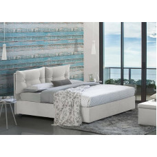 Talamo Italia - Elisabetta Double Bed, Container Bed with Fabric Cover, 100% Made in Italy, Front Opening, Suitable for Mattress 160 x 190 cm, White