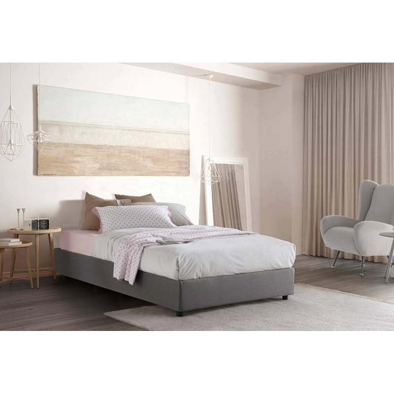 Talamo Italia - Camilla Grey Double Fabric Bed - 100% Made in Italy - Side Opening - Fits Mattress 120 x 190 cm
