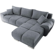 ANTON Corner Sofa with Sleep Function, Uranium Anthracite Fabric Cover, Modern Corner Couch in L-Shape with Bed Box and Decorative Quilting, 289 x 85 x 189 cm (W x H x D)